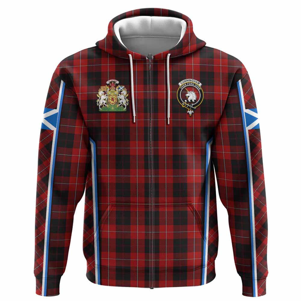 Cunningham Tartan Crest Hoodie Scotland Coat of Arm Flag Style - Tartan Vibes Clothing