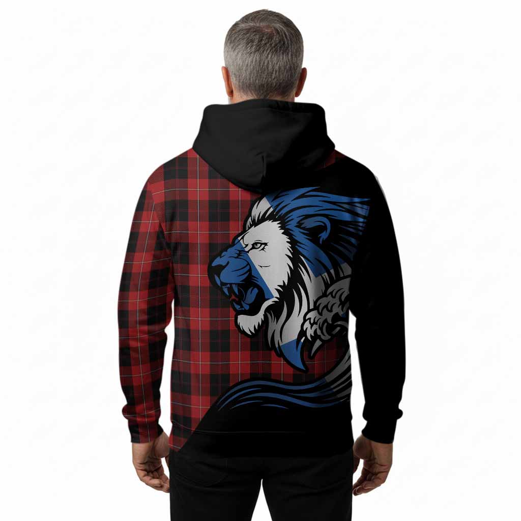 Cunningham Tartan Crest Hoodie Scottish Golden Lions Wave Flow