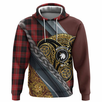 Cunningham Tartan Crest Hoodie Scottish Triskele Celtic
