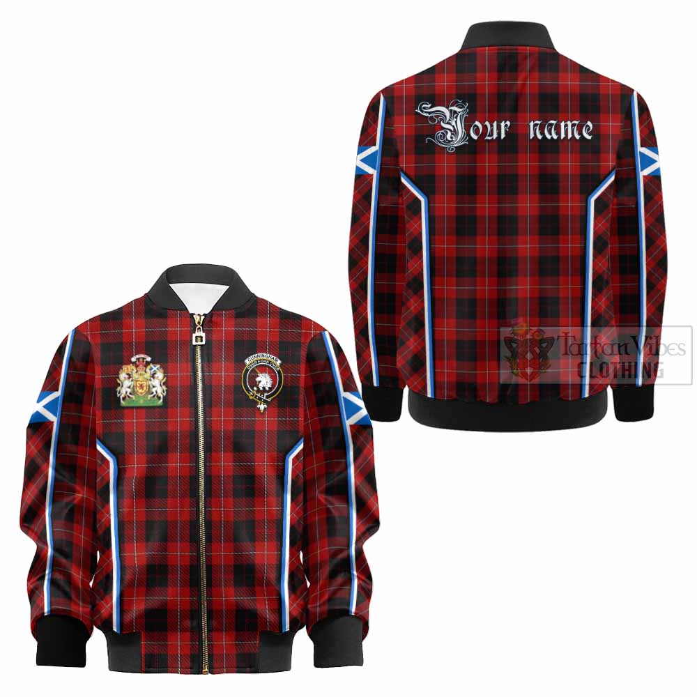Cunningham Tartan Crest Kid Bomber Jacket Scotland Coat of Arm Flag Style - Tartan Vibes Clothing