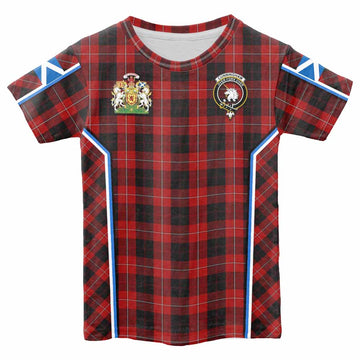 Cunningham Tartan Crest Kid T-shirt Scotland Coat of Arm Flag Style - Tartan Vibes Clothing
