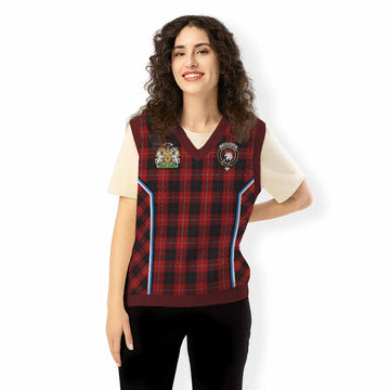 Cunningham Tartan Crest Knitted V-Neck Vest Scotland Coat of Arm Flag Style - Tartan Vibes Clothing