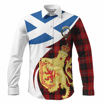 Cunningham Tartan Crest Lion Rampant Long Sleeve Button Shirts Classic Scottish Style Men's Shirt S - Tartan Vibes Clothing