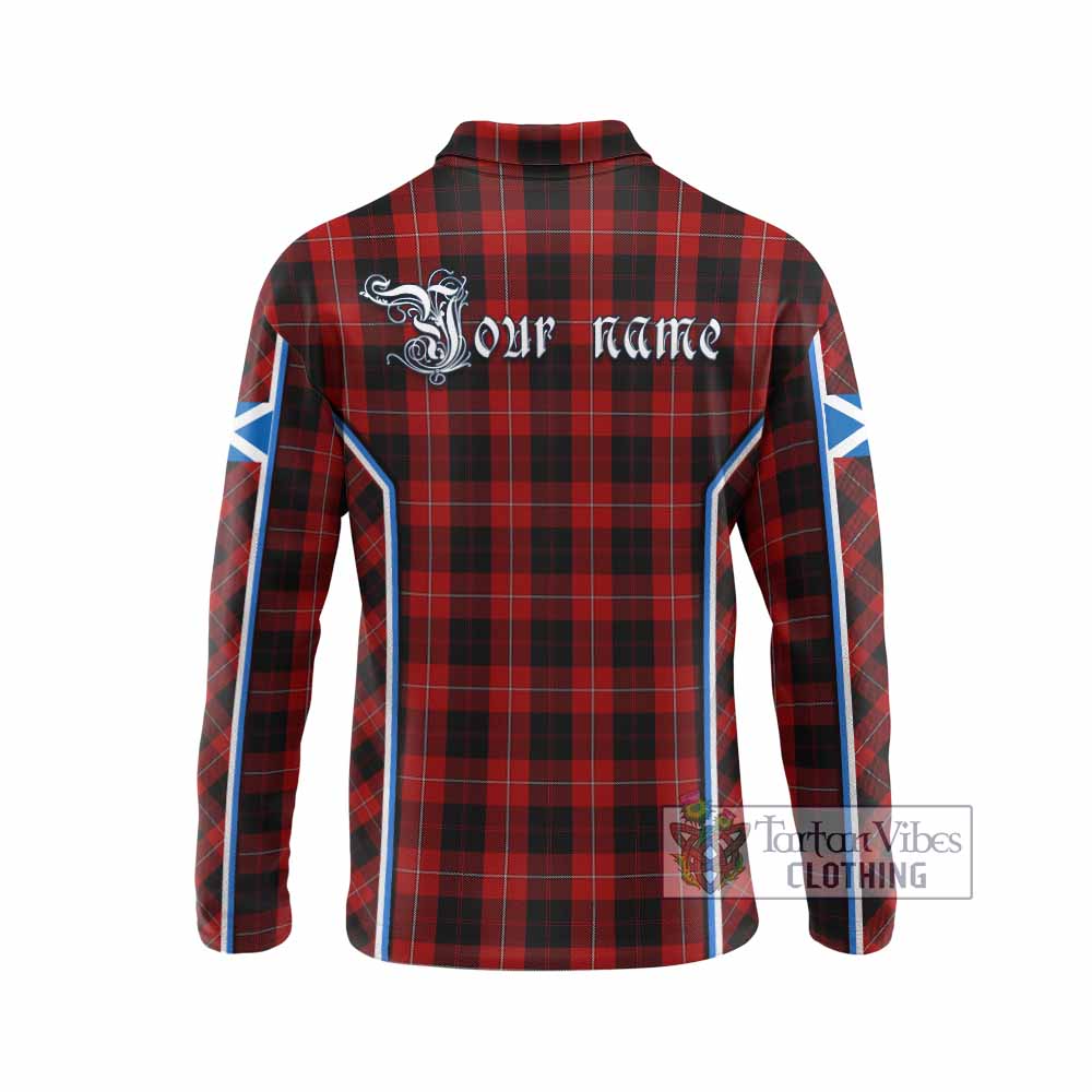 Cunningham Tartan Crest Long Sleeve Polo Shirt Scotland Coat of Arm Flag Style - Tartan Vibes Clothing