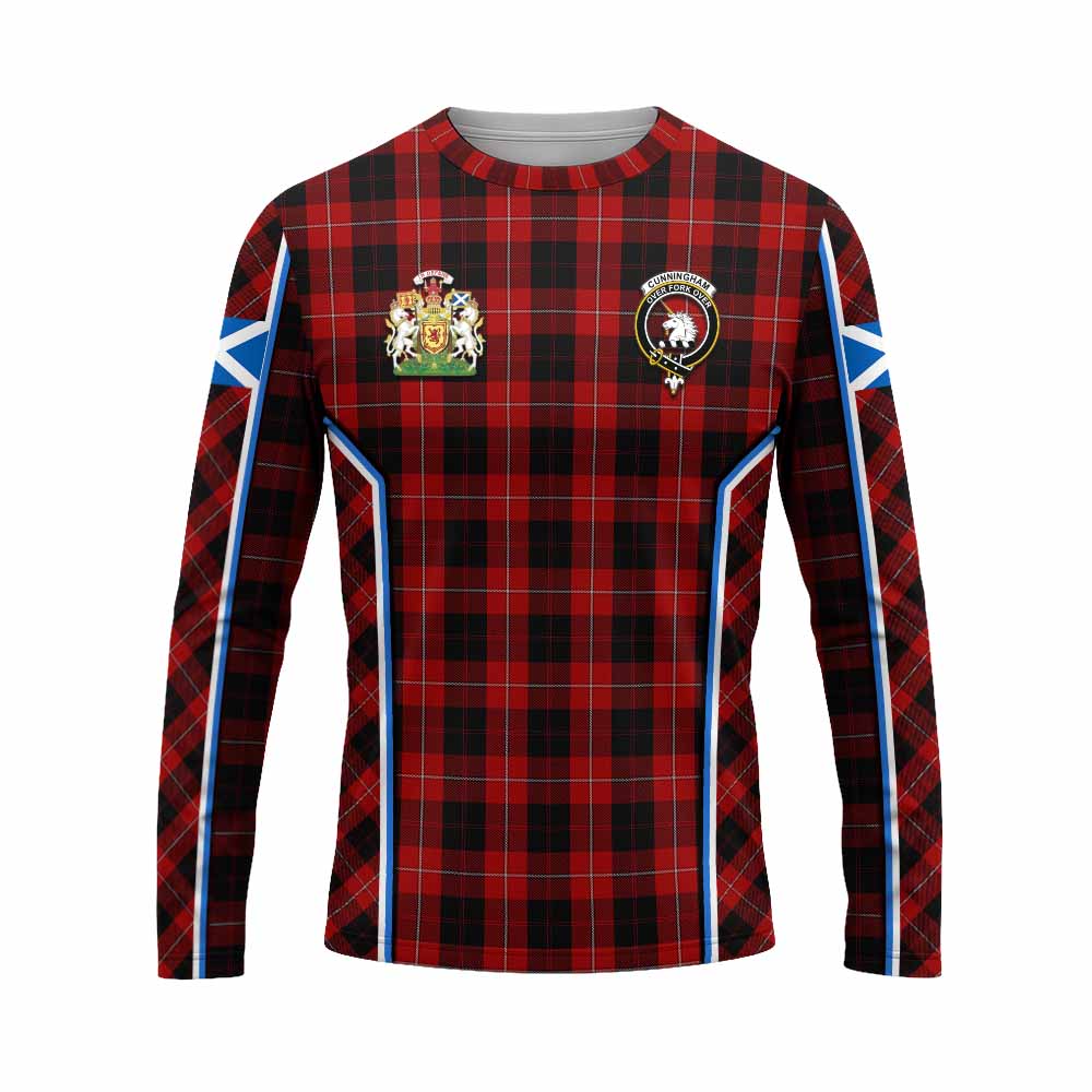 Cunningham Tartan Crest Long Sleeve T-Shirt Scotland Coat of Arm Flag Style - Tartan Vibes Clothing