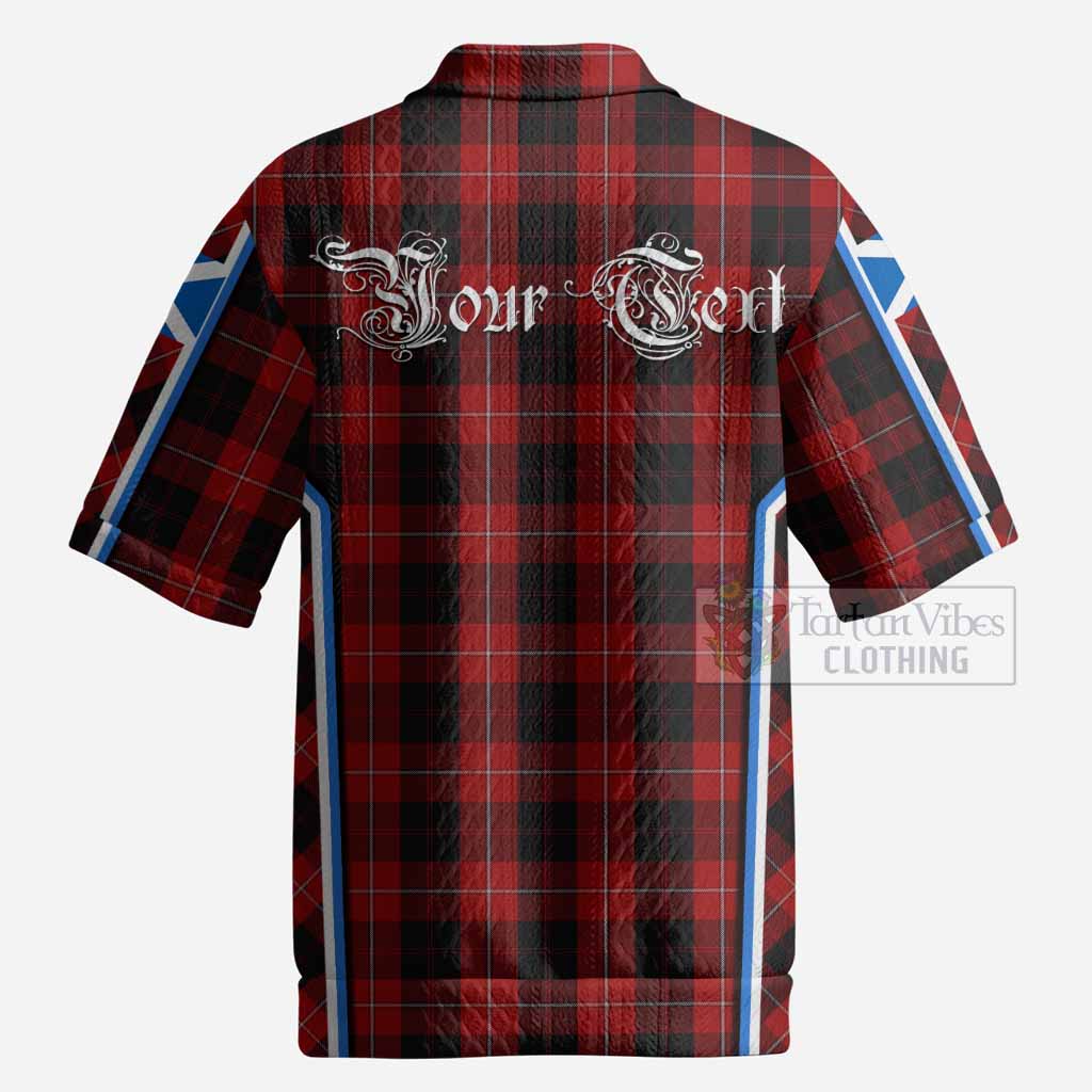 Cunningham Tartan Crest Men’s Polo Sweater Top Scotland Coat of Arm Flag Style