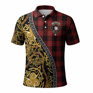 Cunningham Tartan Crest Polo Shirt Celtic Knot and Triple Trickle Spiral Symbols