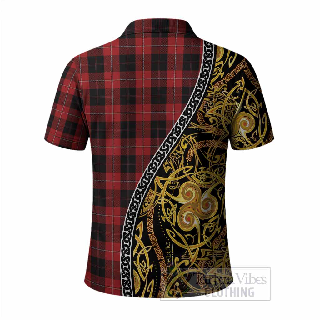 Cunningham Tartan Crest Polo Shirt Celtic Knot and Triple Trickle Spiral Symbols