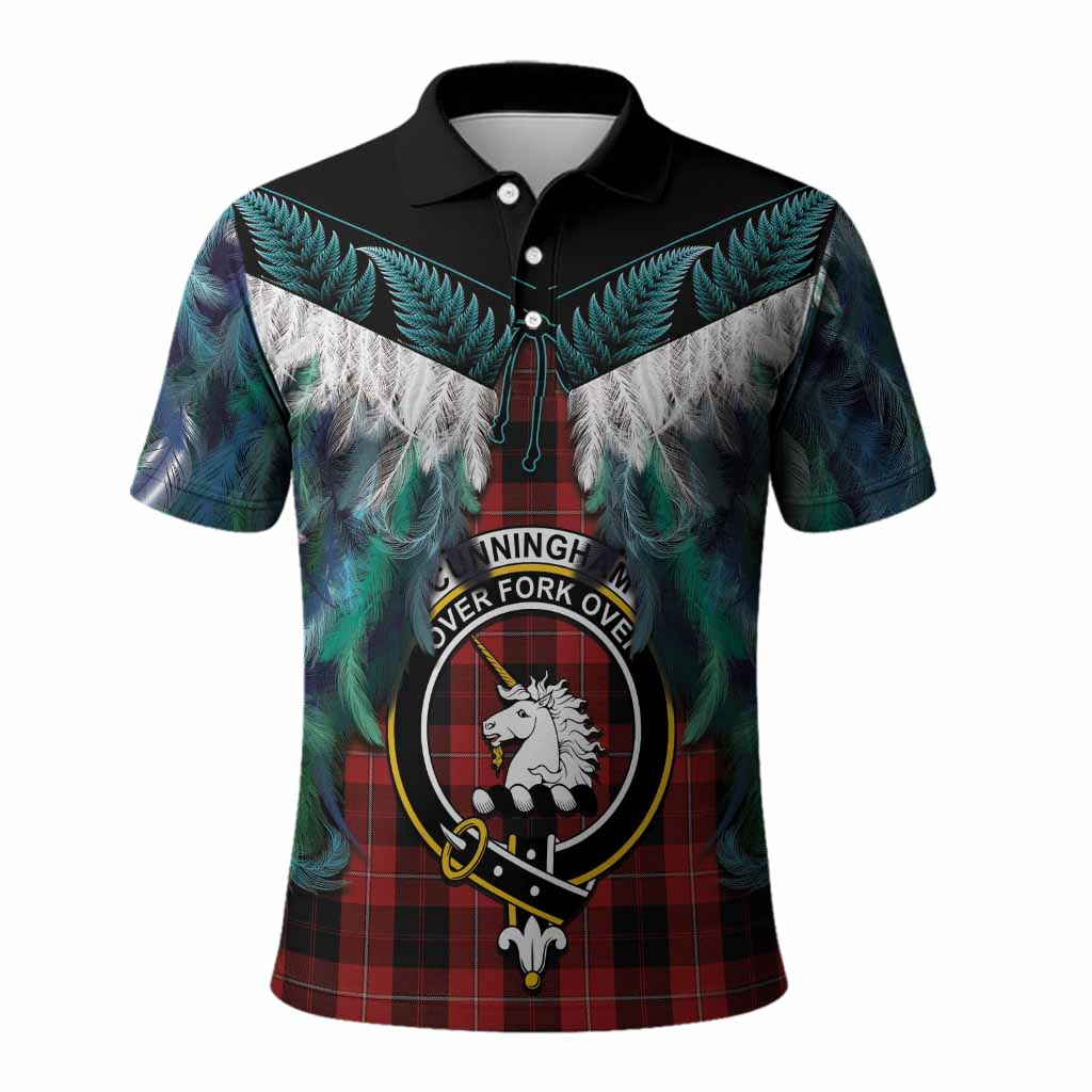 Cunningham Tartan Crest Polo Shirt New Zealand Maori Korowai Cloak