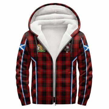 Cunningham Tartan Crest Sherpa Hoodie Scotland Coat of Arm Flag Style