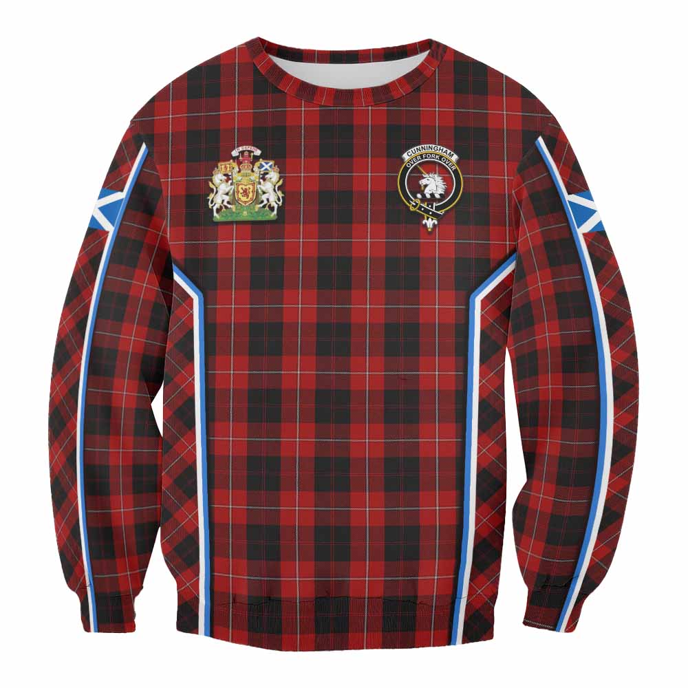 Cunningham Tartan Crest Sweatshirt Scotland Coat of Arm Flag Style - Tartan Vibes Clothing