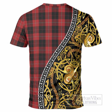 Cunningham Tartan Crest T-Shirt Celtic Knot and Triple Trickle Spiral Symbols