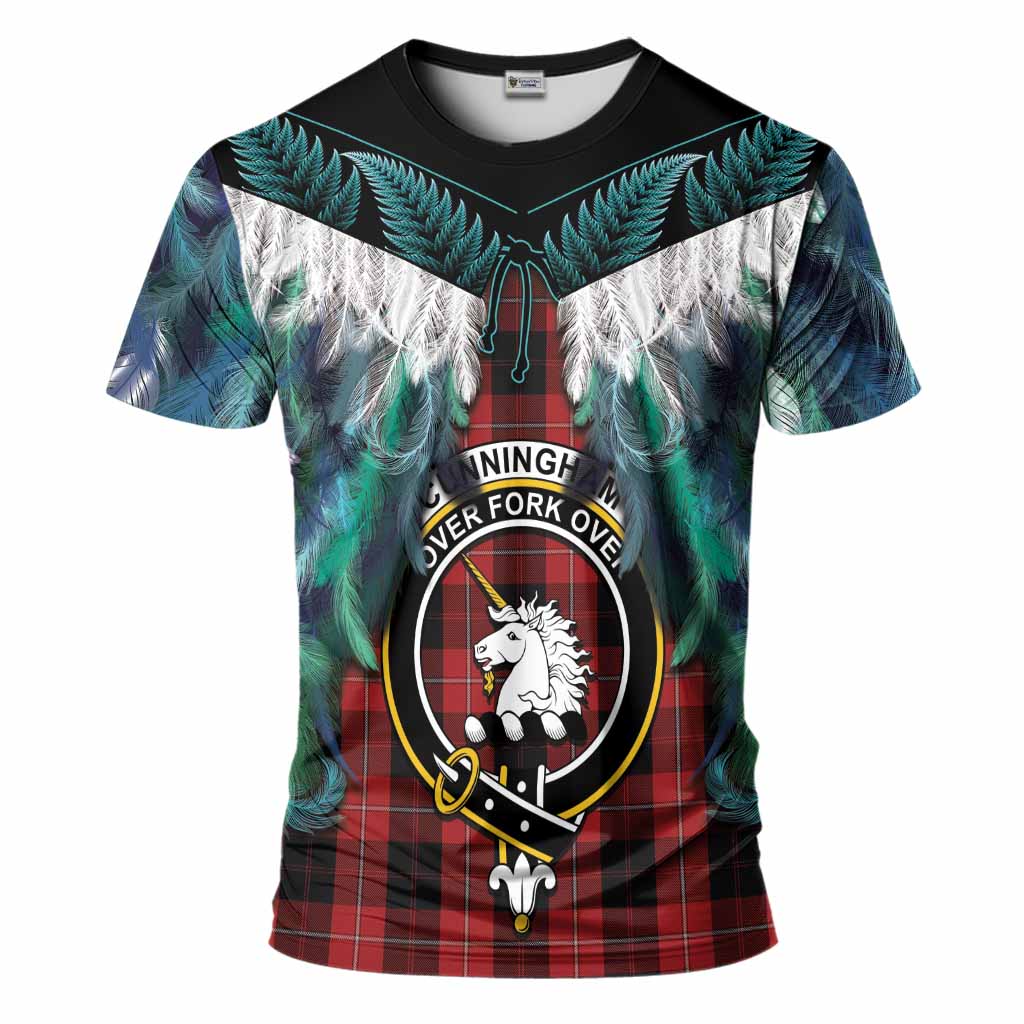 Cunningham Tartan Crest T-Shirt New Zealand Maori Korowai Cloak