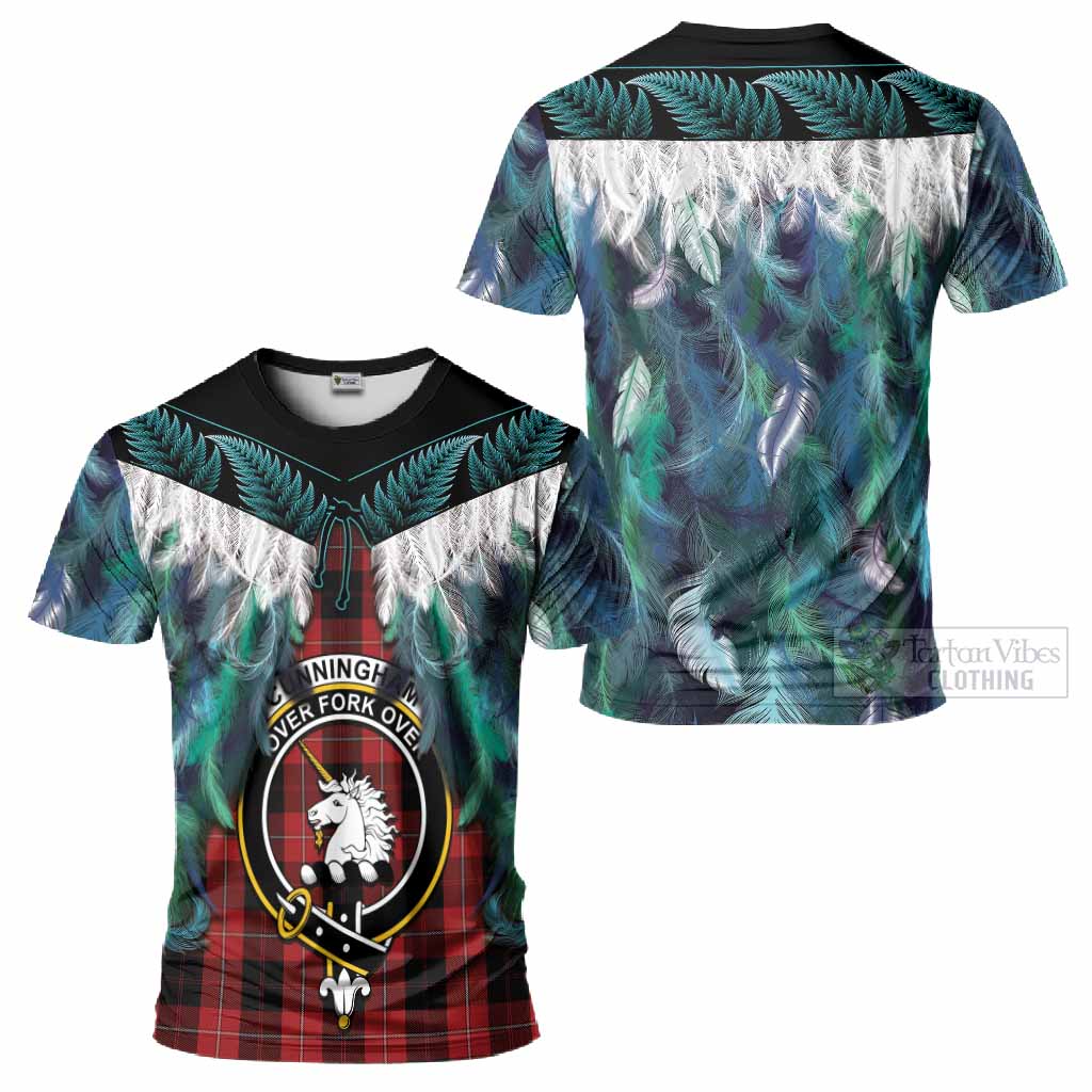 Cunningham Tartan Crest T-Shirt New Zealand Maori Korowai Cloak
