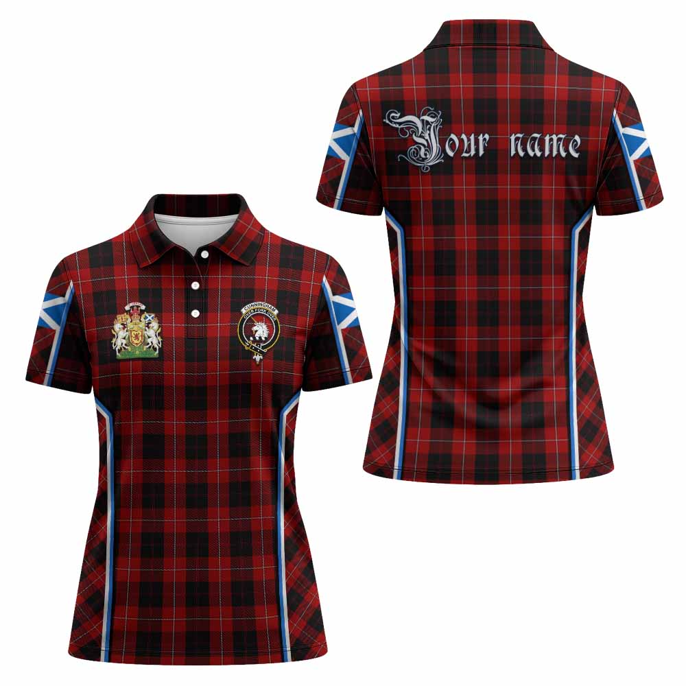 Cunningham Tartan Crest Women's Polo Shirt Scotland Coat of Arm Flag Style - Tartan Vibes Clothing