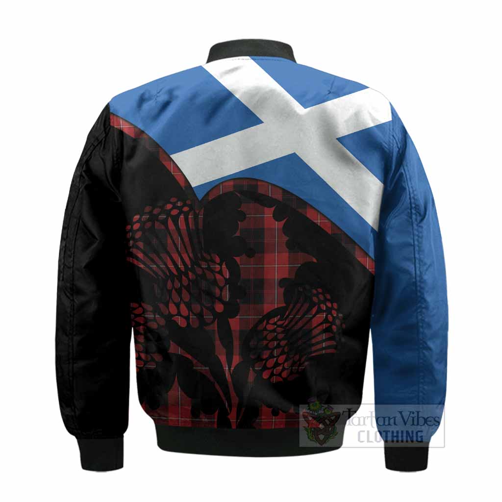 Cunningham Tartan Family Crest Bomber Jacket Scotland Thistle Floral Flag Style
