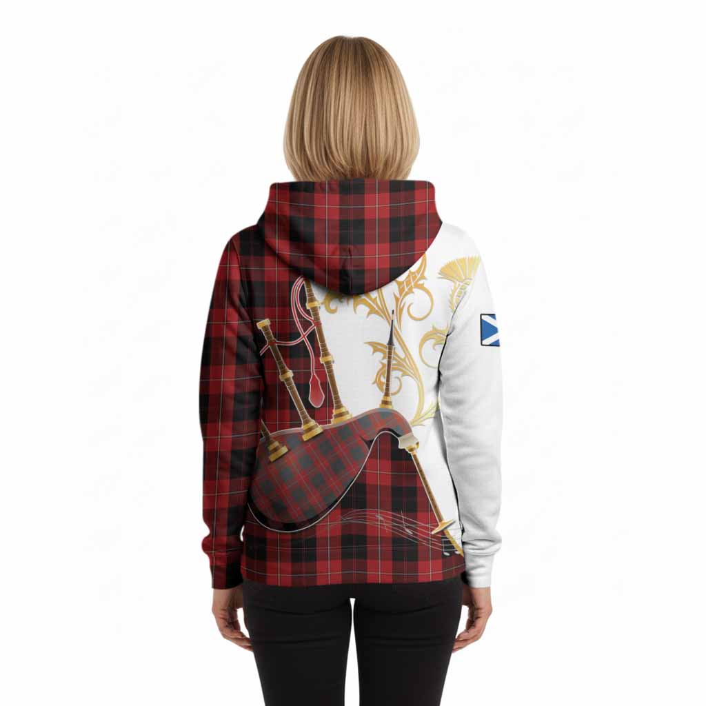 Cunningham Tartan Family Crest Hoodie Bagpipes with Scottish Thistle