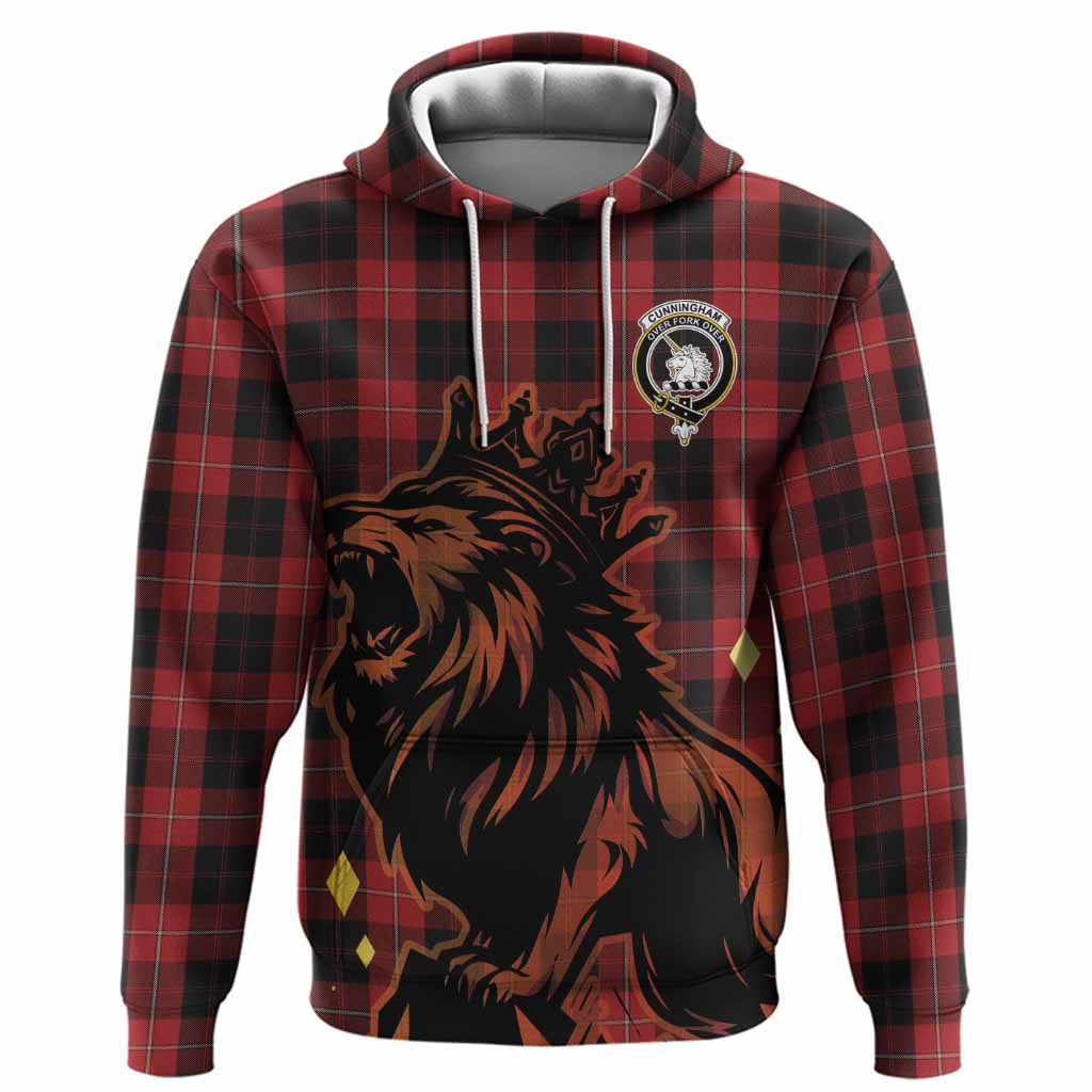 Cunningham Tartan Family Crest Hoodie Crowned Lion Roaring
