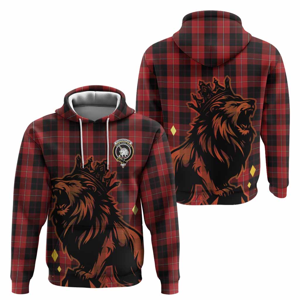 Cunningham Tartan Family Crest Hoodie Crowned Lion Roaring
