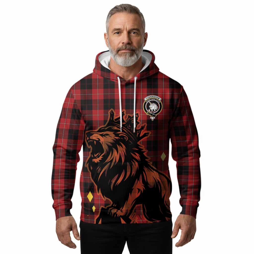 Cunningham Tartan Family Crest Hoodie Crowned Lion Roaring