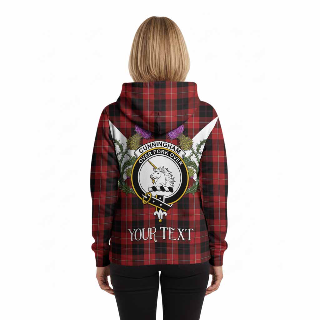 Cunningham Tartan Family Crest Hoodie Scottish Burns Night Thistle Floral