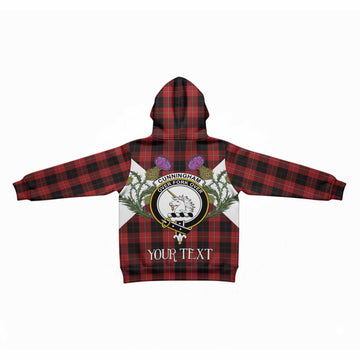 Cunningham Tartan Family Crest Kid Hoodie Scottish Burns Night Thistle Floral