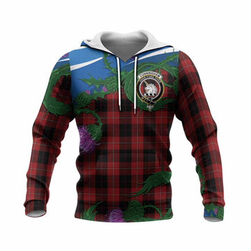 Cunningham Tartan Family Crest Knitted Hoodie Thistle in Minimalism