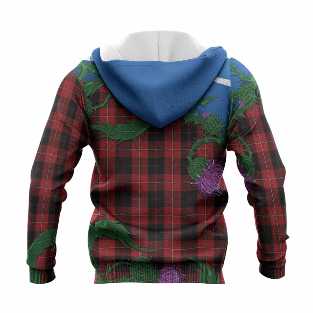 Cunningham Tartan Family Crest Knitted Hoodie Thistle in Minimalism