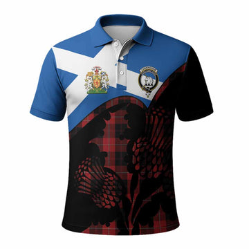 Cunningham Tartan Family Crest Polo Shirt Scotland Thistle Floral Flag Style