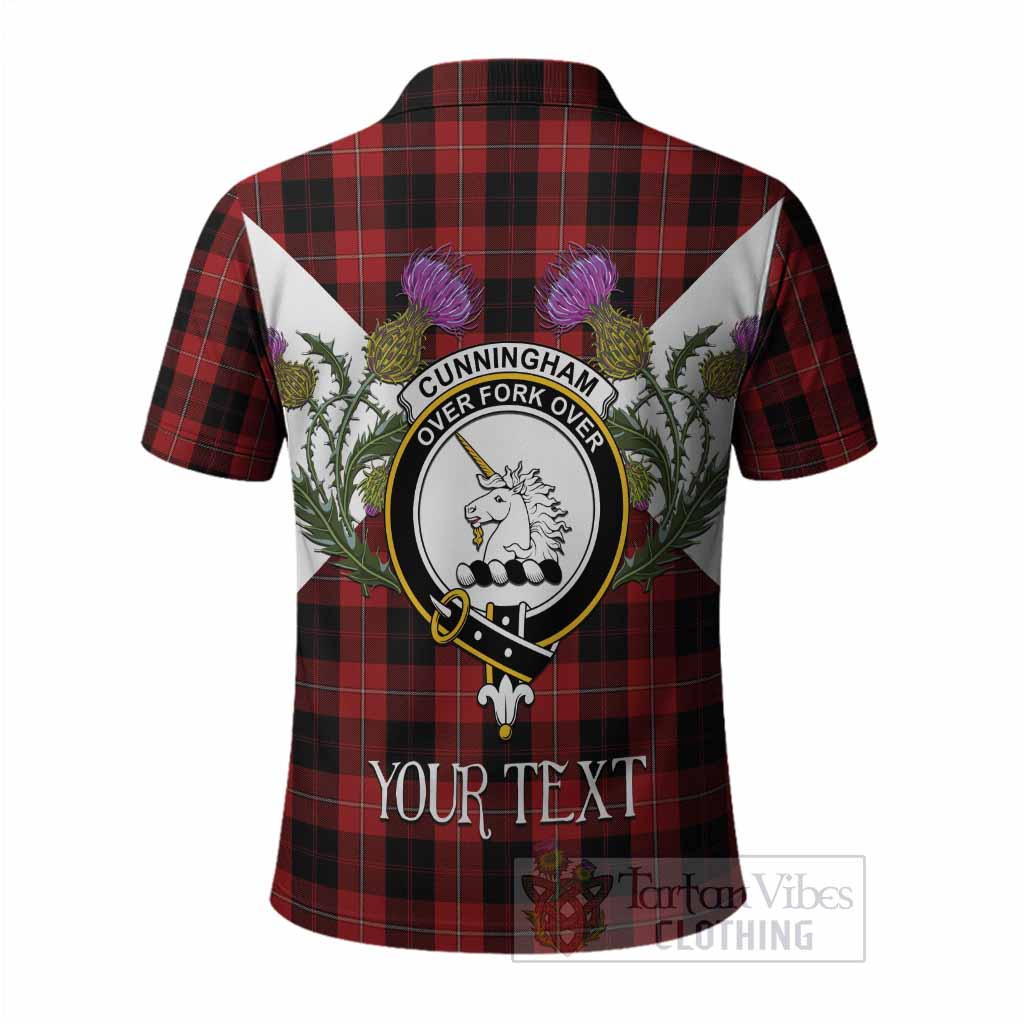 Cunningham Tartan Family Crest Polo Shirt Scottish Burns Night Thistle Floral