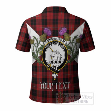 Cunningham Tartan Family Crest Polo Shirt Scottish Burns Night Thistle Floral