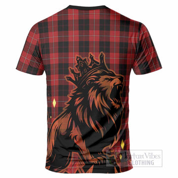 Cunningham Tartan Family Crest T-Shirt Crowned Lion Roaring
