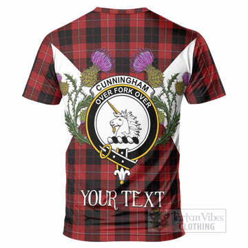 Cunningham Tartan Family Crest T-Shirt Scottish Burns Night Thistle Floral