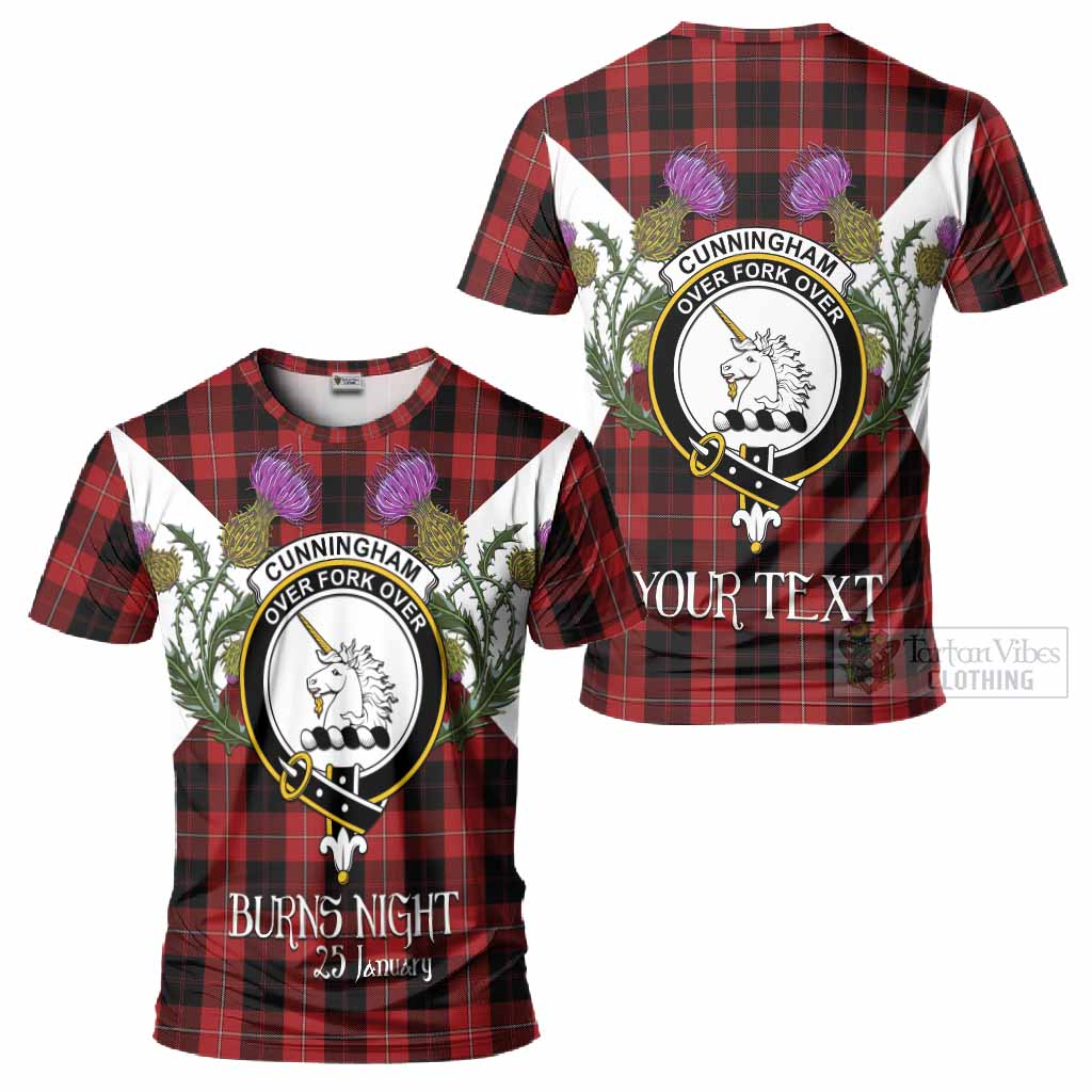 Cunningham Tartan Family Crest T-Shirt Scottish Burns Night Thistle Floral