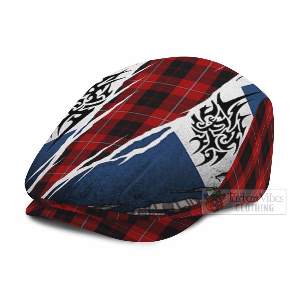 Cunningham Tartan Flat Cap, Jeff Cap Scotland Flag Ripped Tribal Design
