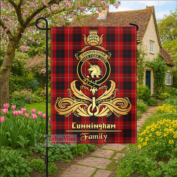 Cunningham Tartan Garden Flag with Highland Thistle Cherish Family Crest Style