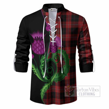Cunningham Tartan Ghillie Shirt Traditional Scottish Thistle