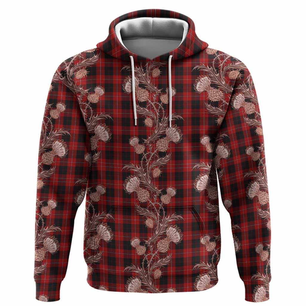 Cunningham Tartan Hoodie Seamless Scottish Thistle Flowers