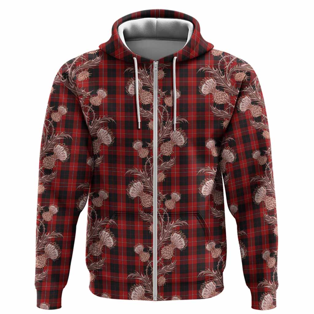 Cunningham Tartan Hoodie Seamless Scottish Thistle Flowers