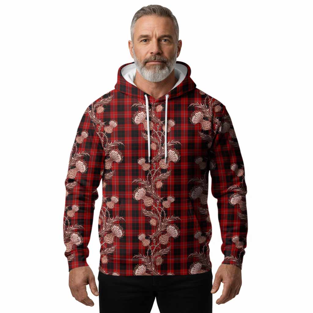 Cunningham Tartan Hoodie Seamless Scottish Thistle Flowers