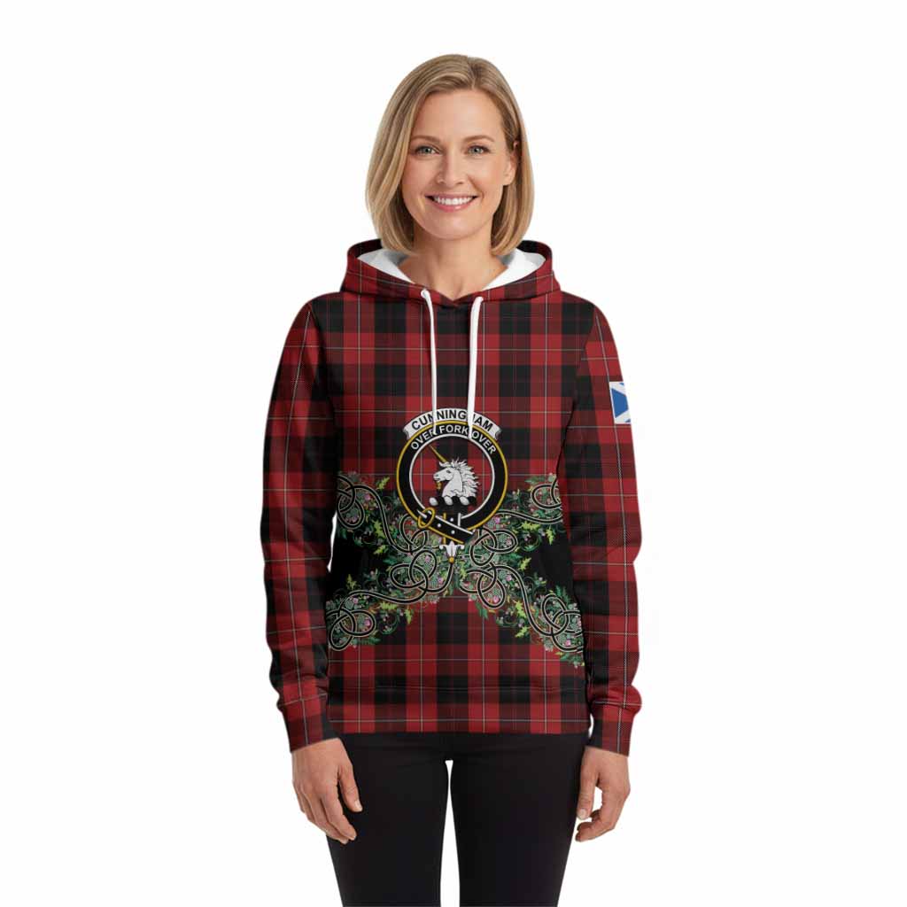 Cunningham Tartan Hoodie Thistle Scottish Spirit