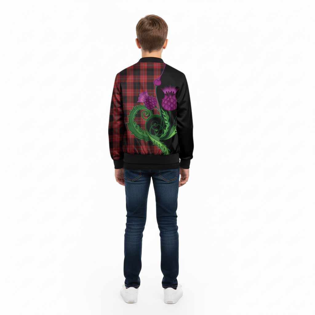 Cunningham Tartan Kid Bomber Jacket Traditional Scottish Thistle