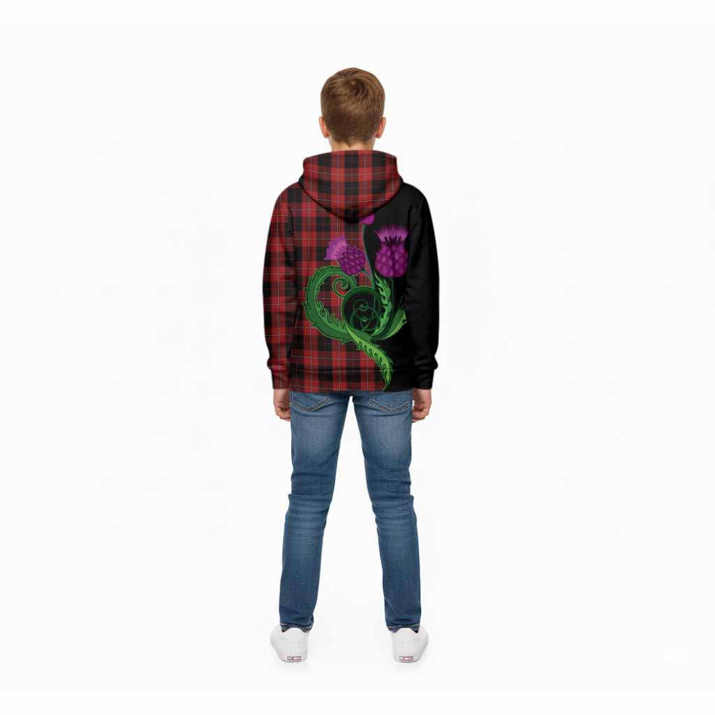 Cunningham Tartan Kid Hoodie Traditional Scottish Thistle