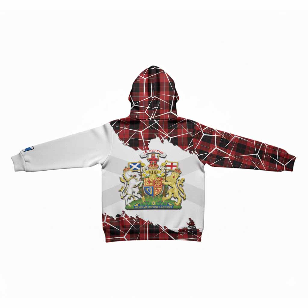 Cunningham Tartan Kid Hoodie with Family Crest and Lion Rampant Grunge Style