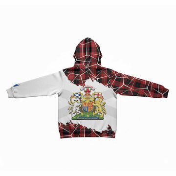 Cunningham Tartan Kid Hoodie with Family Crest and Lion Rampant Grunge Style