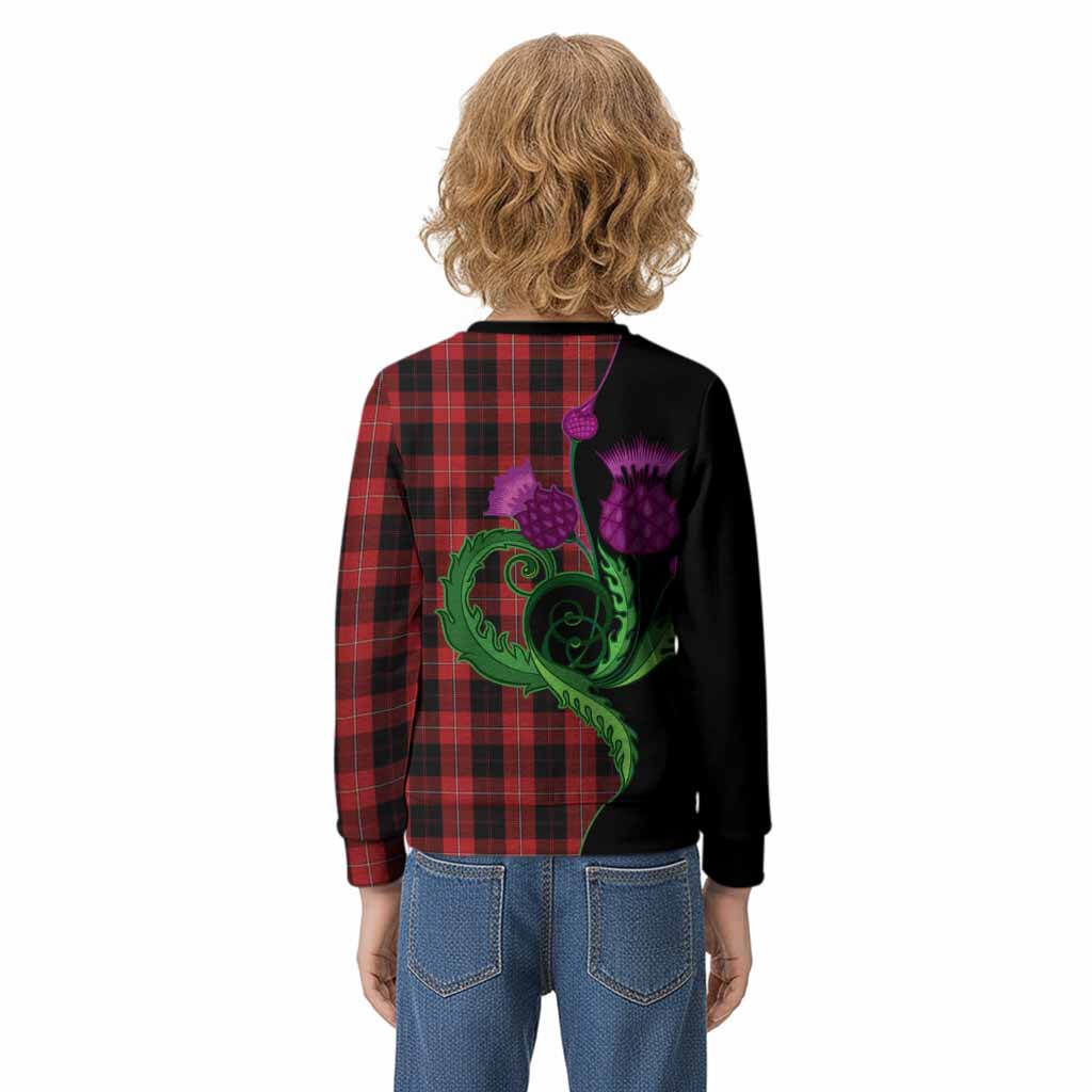 Cunningham Tartan Kid Knitted Sweatshirt Traditional Scottish Thistle