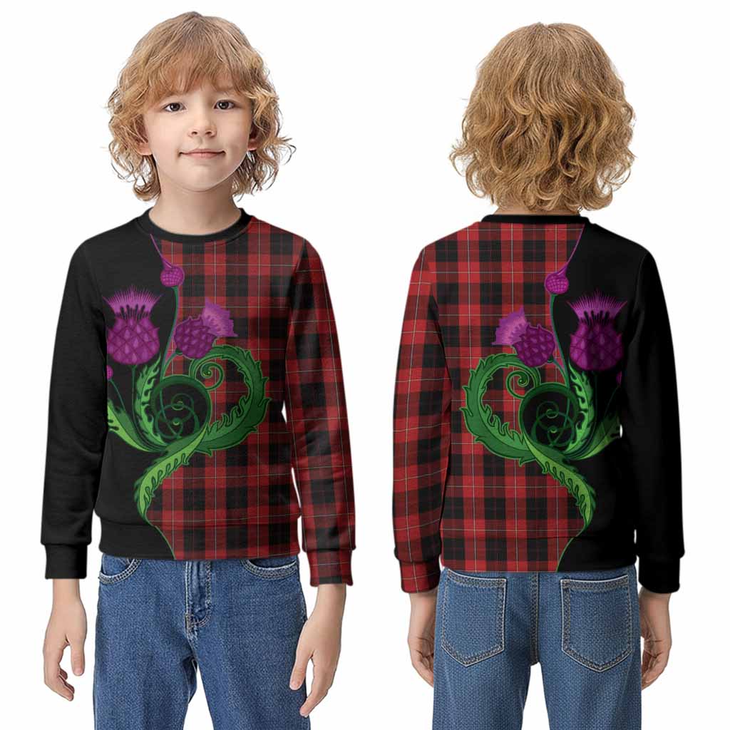 Cunningham Tartan Kid Knitted Sweatshirt Traditional Scottish Thistle