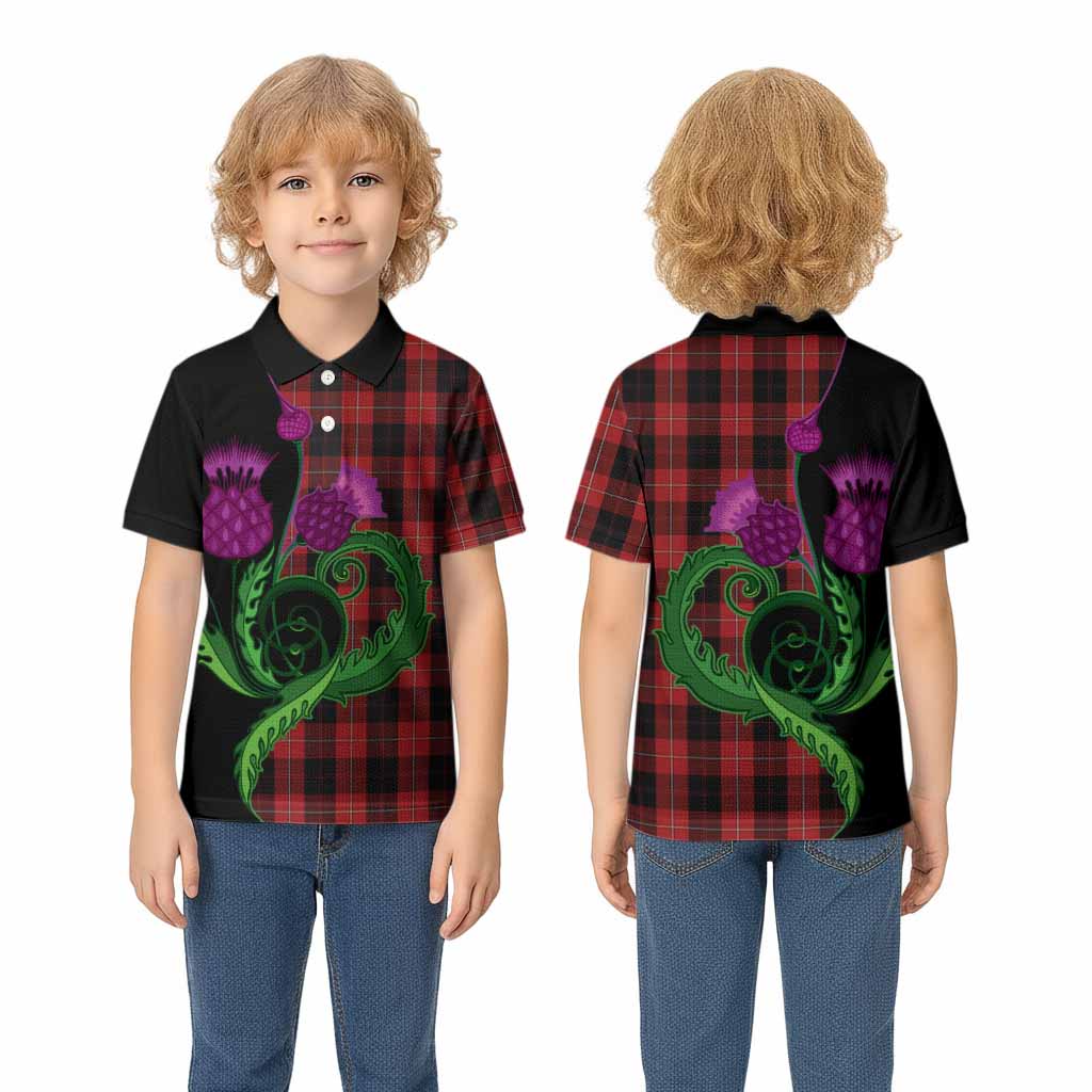 Cunningham Tartan Kid Polo Shirt Traditional Scottish Thistle