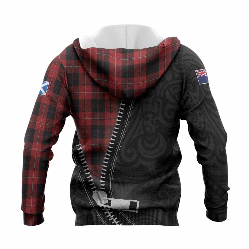 Cunningham Tartan Knitted Hoodie New Zealand Pattern Unique Zipper Stylized