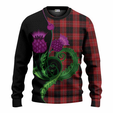 Cunningham Tartan Knitted Sweater Traditional Scottish Thistle